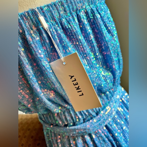LIKLEY Layne Sequin Romper Arbl Blue size 10 - (NWT) - Picture 8 of 9
